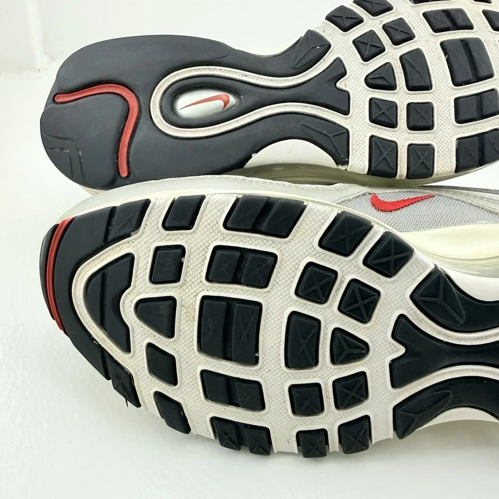 Nike Air Max 97 Silver Grey Red 844421-001 Mens 8.5 UK 7.5 EU 42 Sneakers